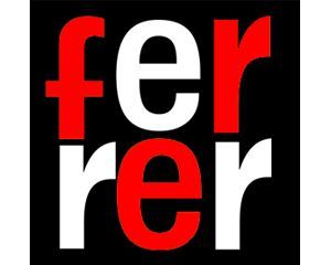 Un logotipo rojo, blanco y negro para Ferrer.