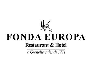 Un logotipo en blanco y negro para el restaurante y hotel Fonda Europa