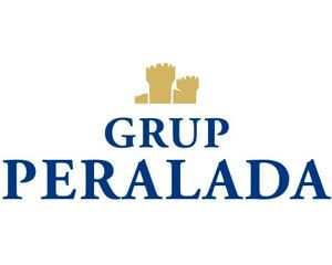 Un logotipo azul y amarillo para el grupo Peralada.