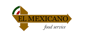 Logotipo del servicio de comida El Mexicano sobre un fondo blanco