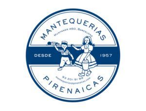 A blue and white logo for mantequeras pirenaicas