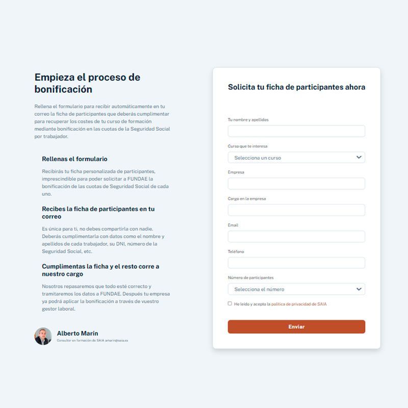 A screenshot of a website that says ' empieza el proceso de bonificación ' on it