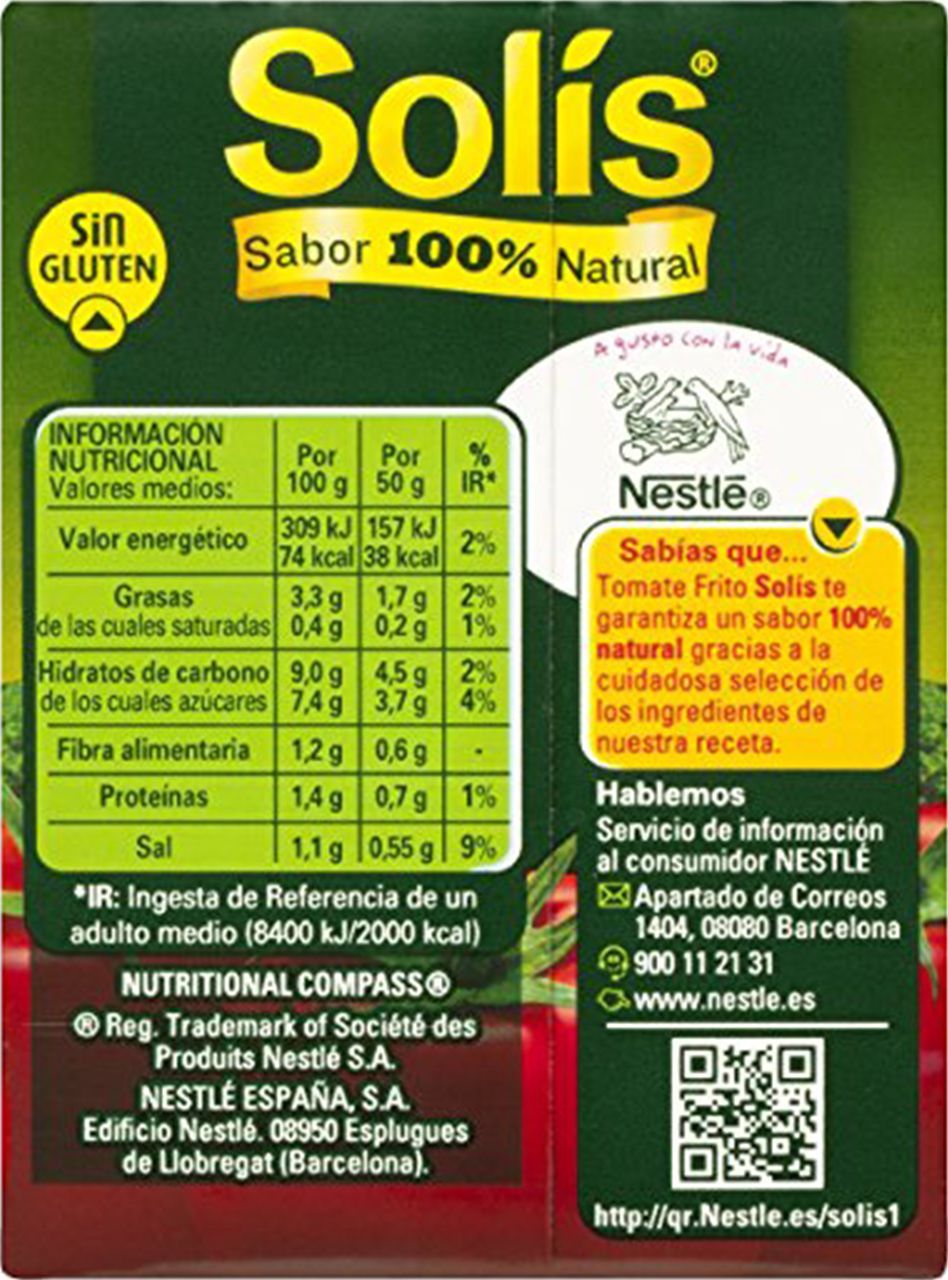 Una etiqueta para un producto que dice solís sabor 100 % natural