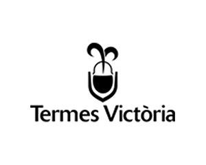 Un logotipo en blanco y negro para una empresa llamada Terme Victoria.