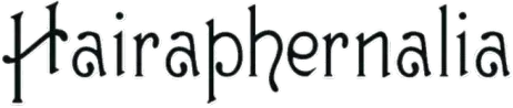 The word hairaphernalia is written in black on a white background