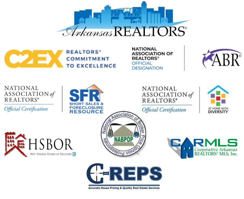 A list of arkansas realtors logos on a white background