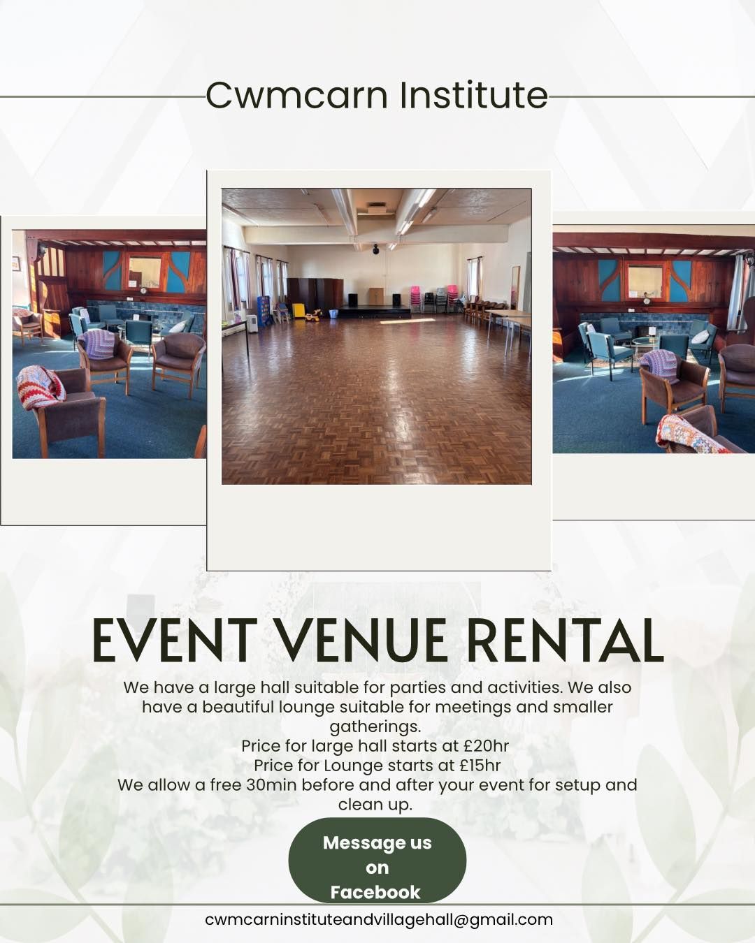 Cwmcarn Institute Room Hire