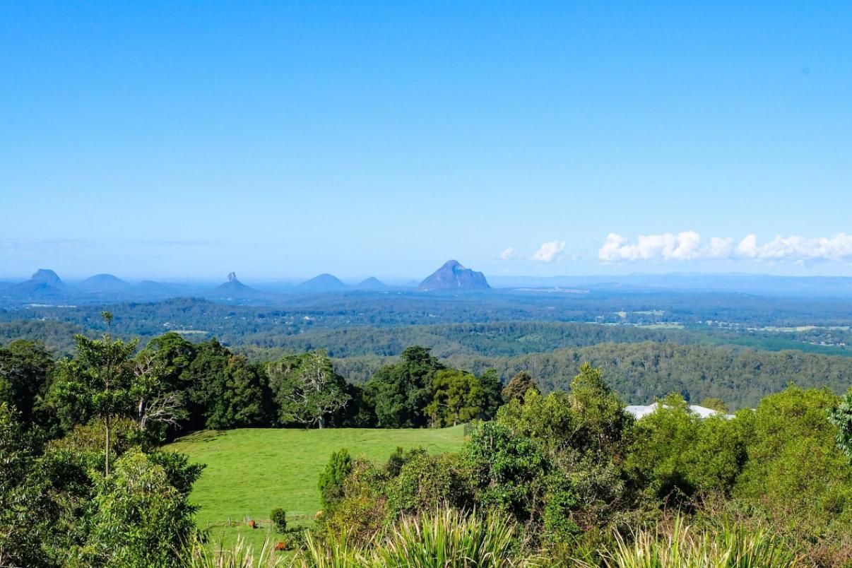 A View of a Lush Green Field With Trees and Mountains in the Background — Style Shades Installation In Dimbulah, QLD