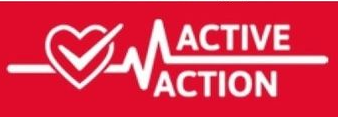 un logo per l' azione attiva con un cuore e un battito cardiaco