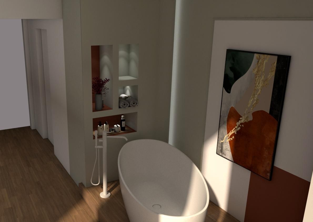 The Wings Hotels Pera | A bathroom with a bathtub and a painting on the wall.
