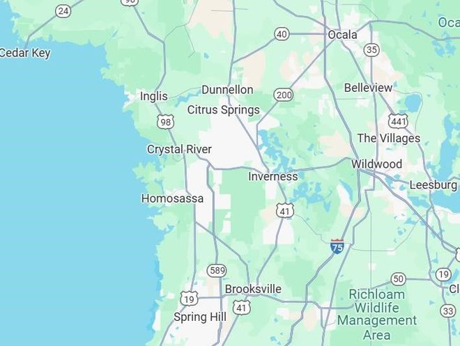 A map showing the location of a wildlife management area