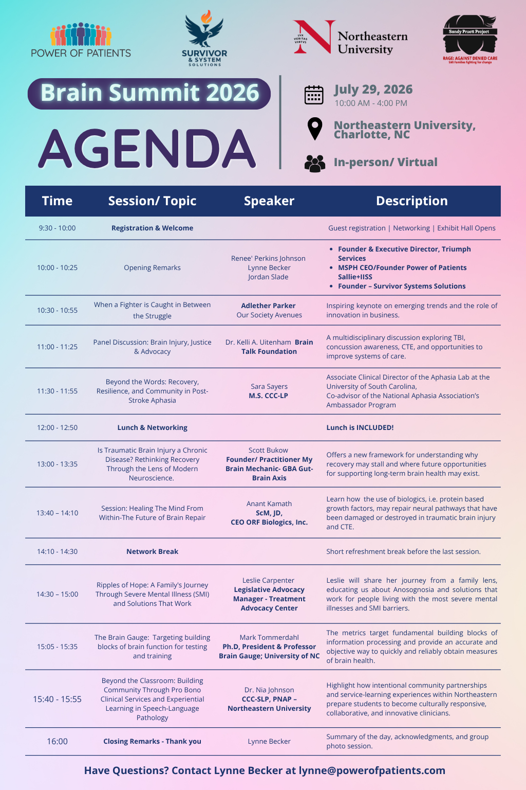 Brain Summit 2026 final agenda flyer