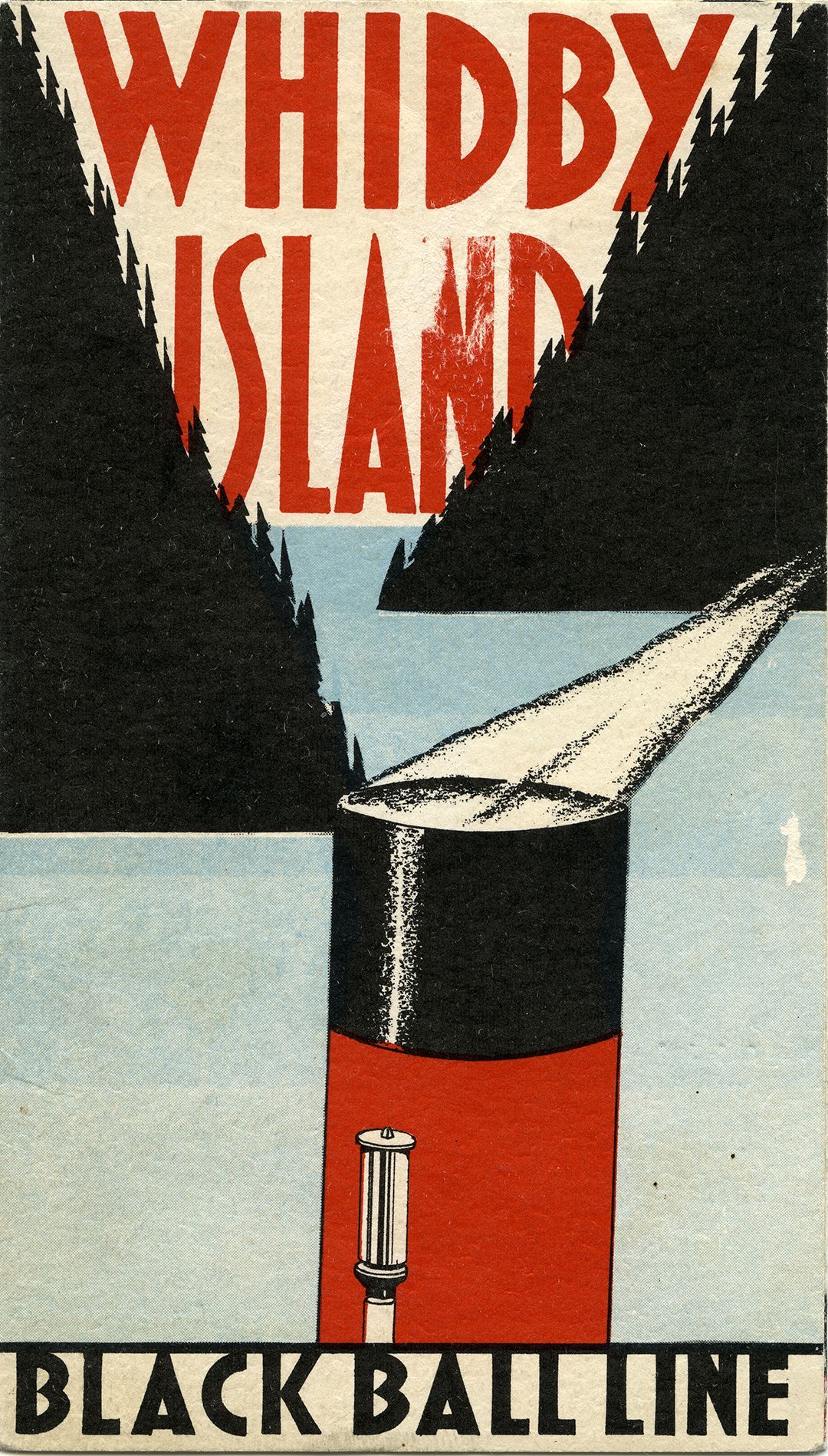A vintage ad for the Whidby Island Black Ball Line ferry