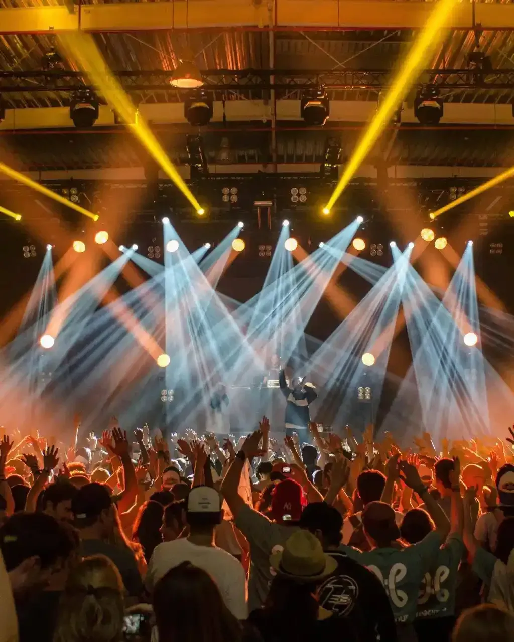 A crowd of people at a concert with the number 6 on their shirt