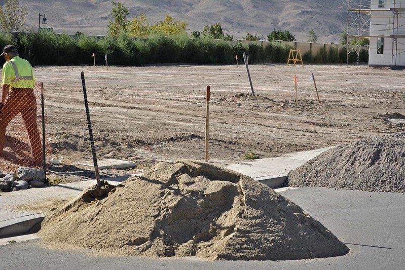 The footing for a foundation is laid