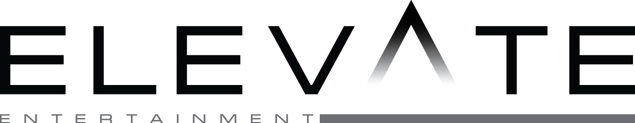A black and white logo for elevate entertainment