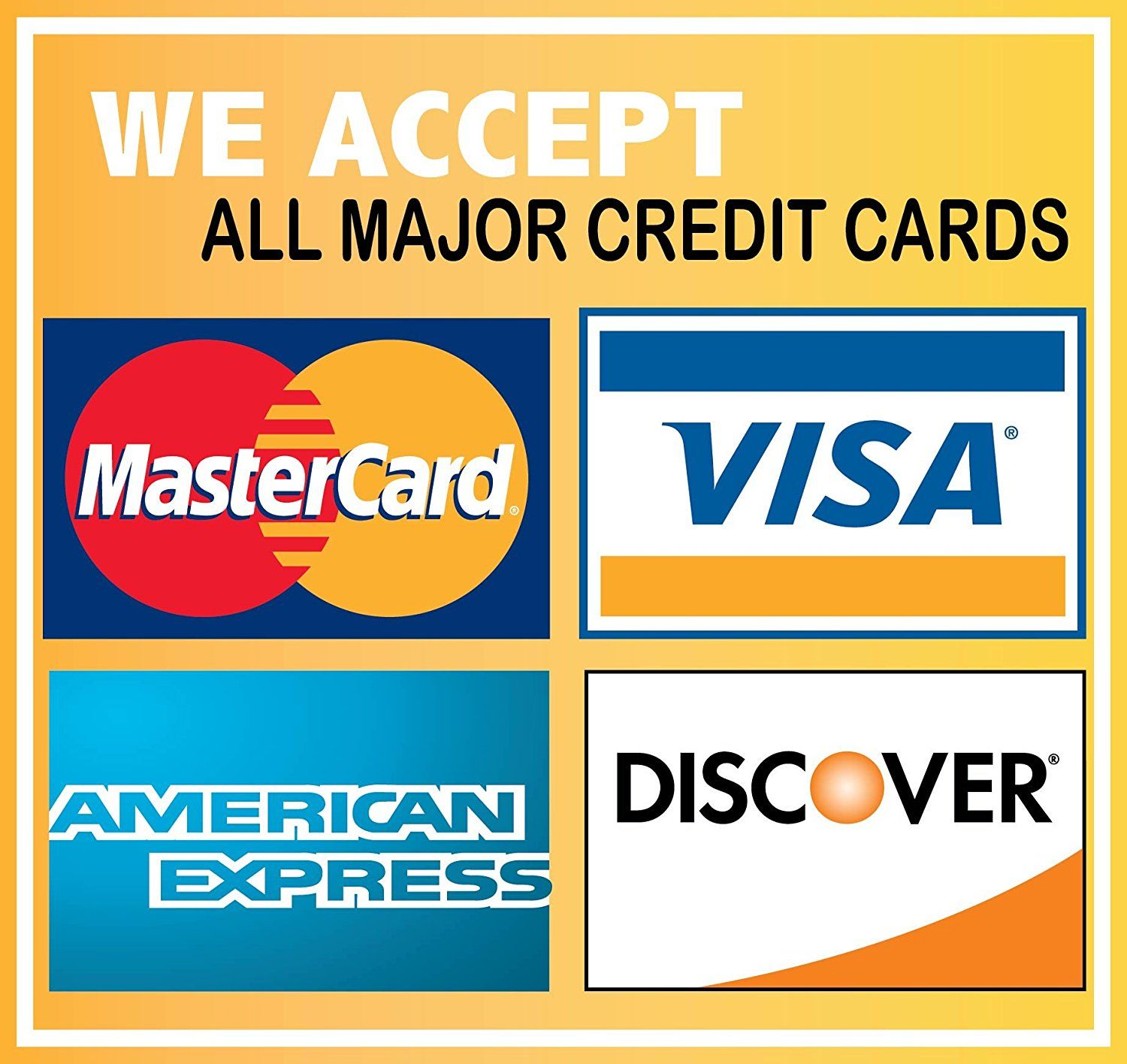 This is the various credit cards taken at the business.