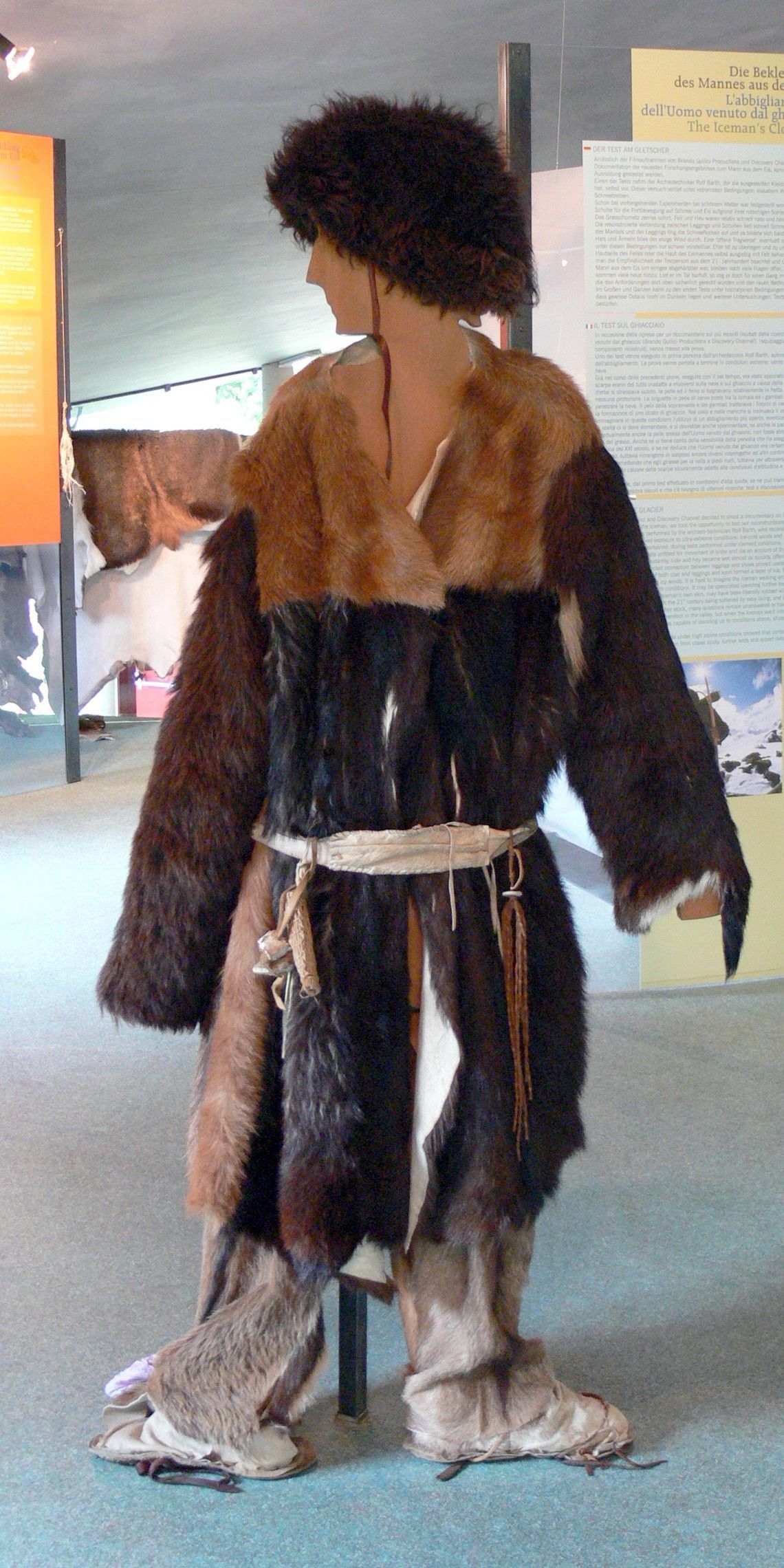 Reconstruction of Stone age man clothing