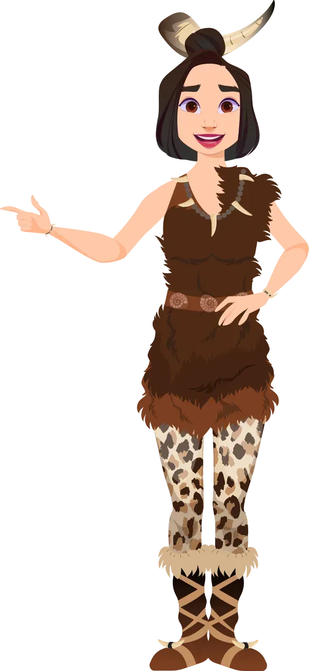 Cavewoman pointing left