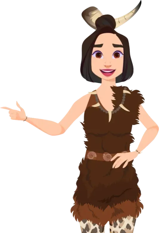 A cartoon illustration of a woman in a furry costume with horns.