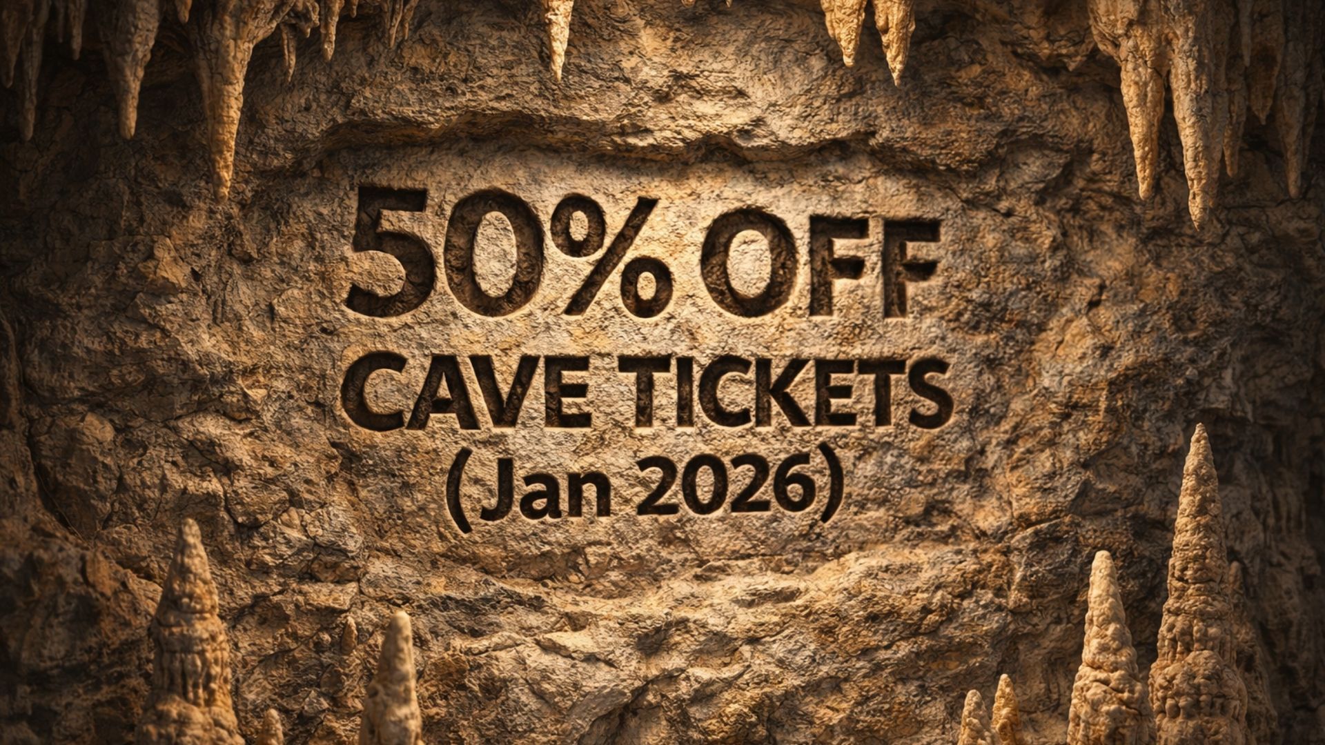 Explore the underground chambers and passageways at Stump Cross Caverns for less this January.
