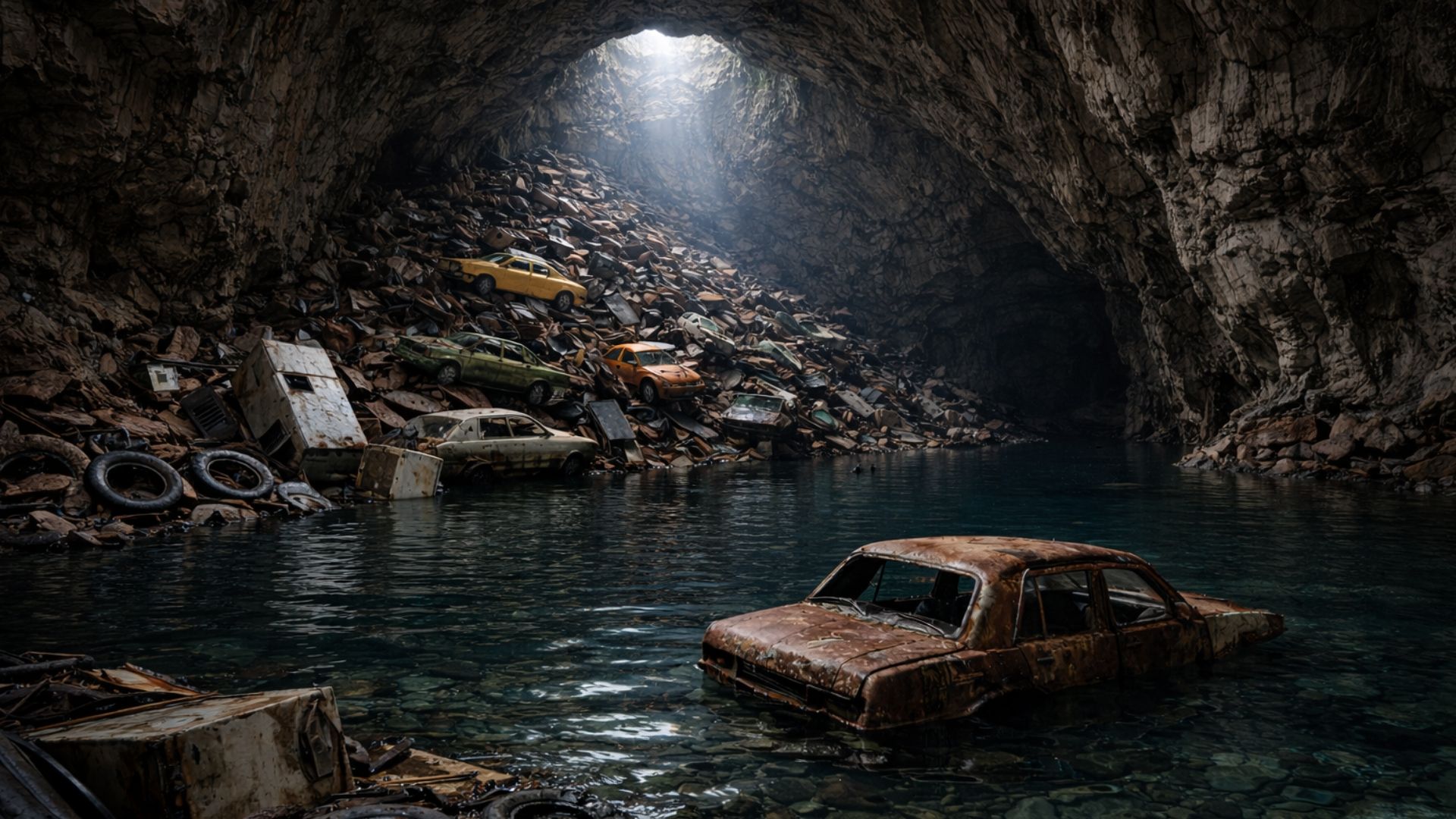 Caves contain all sorts of secrets – but not all of them are pleasant. Explore this car graveyard 