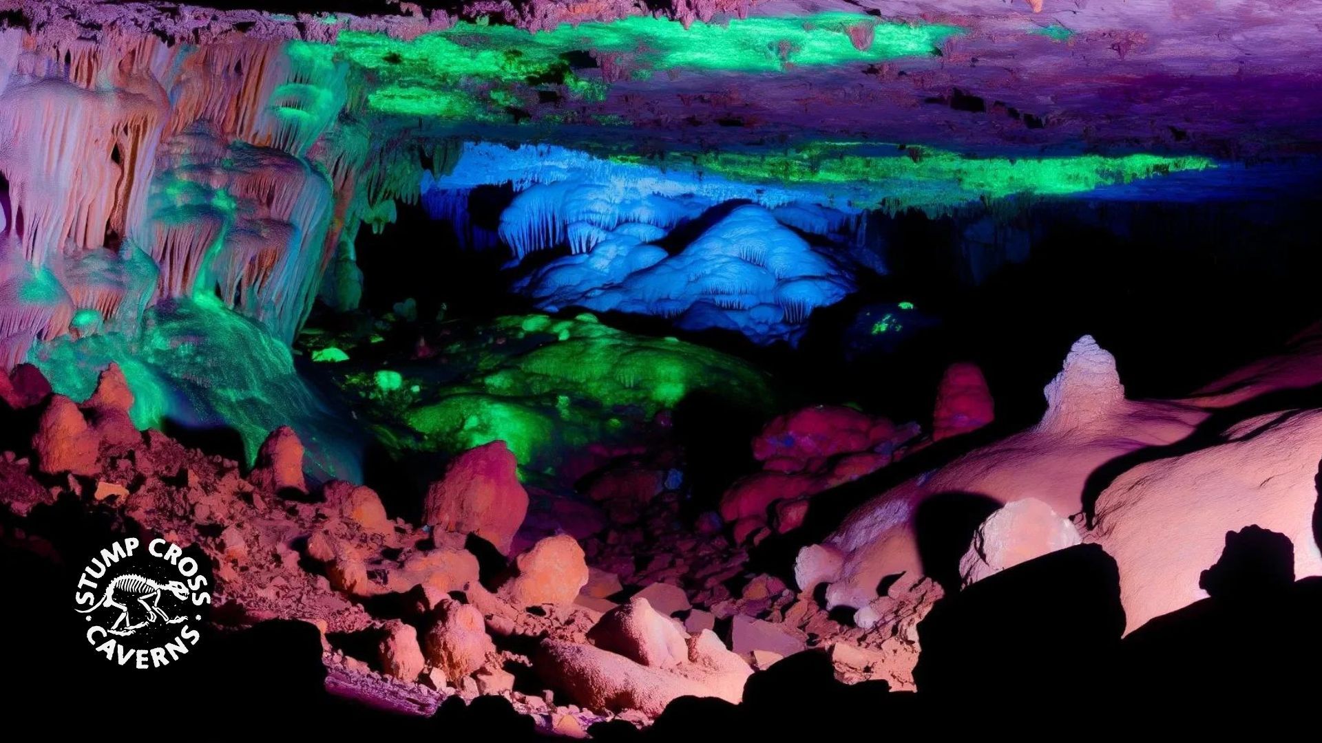 At Stump Cross Caverns, the rocks glow under UV light. But why? Learn all about it in our explainer article.
