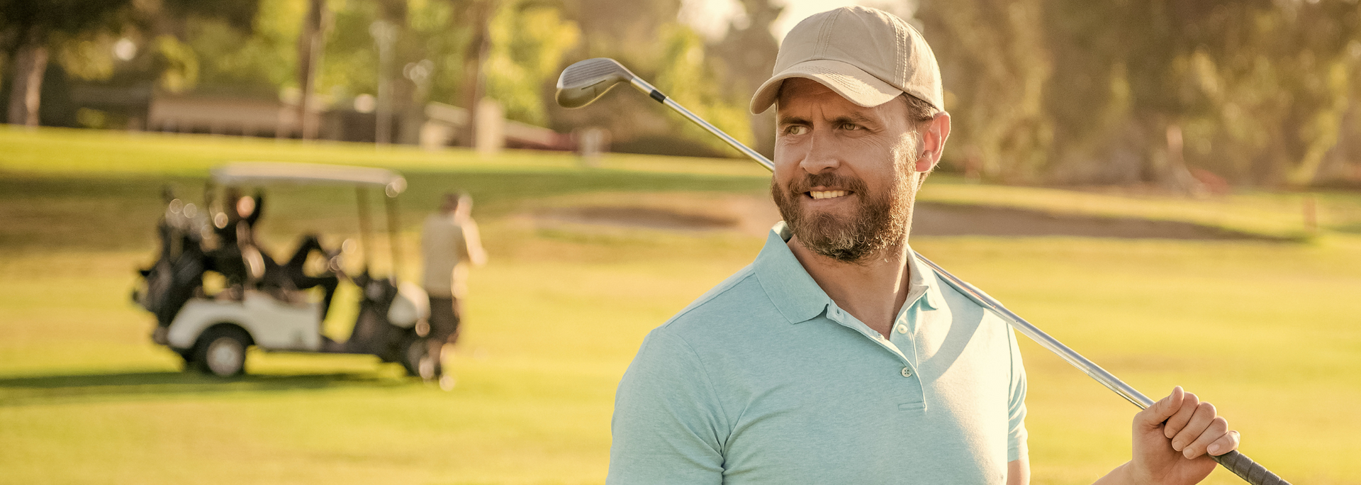 Picture of a middle-aged man playing golf. Picture of a middle-aged man playing golf.