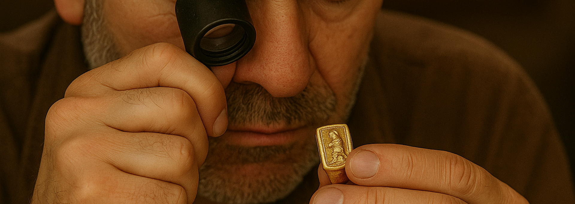 Picture of a person examining a valuable. Picture of a person examining a valuable.