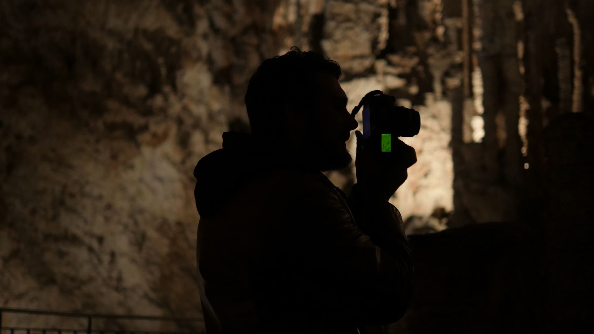 Picture of a cave photographer. 
