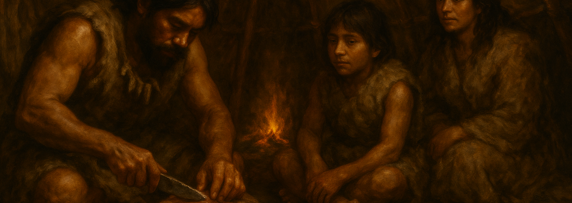 Picture of a stone age family.