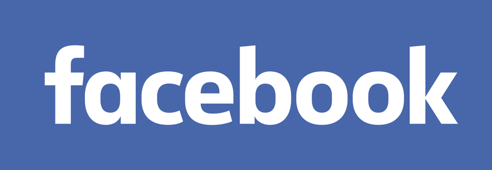 The facebook logo is on a blue background