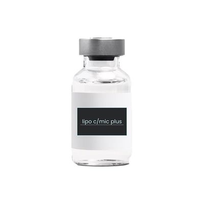 A bottle of lipo clinic plus on a white background.