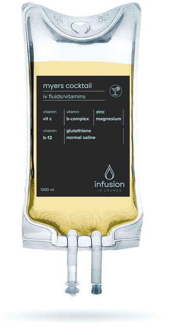 A bag of liquid with a label that says infusion on it.