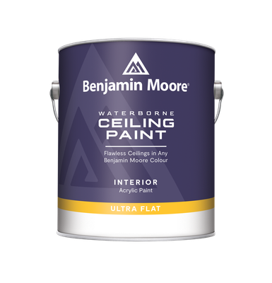 A can of benjamin moore waterborne ceiling paint in ultra flat