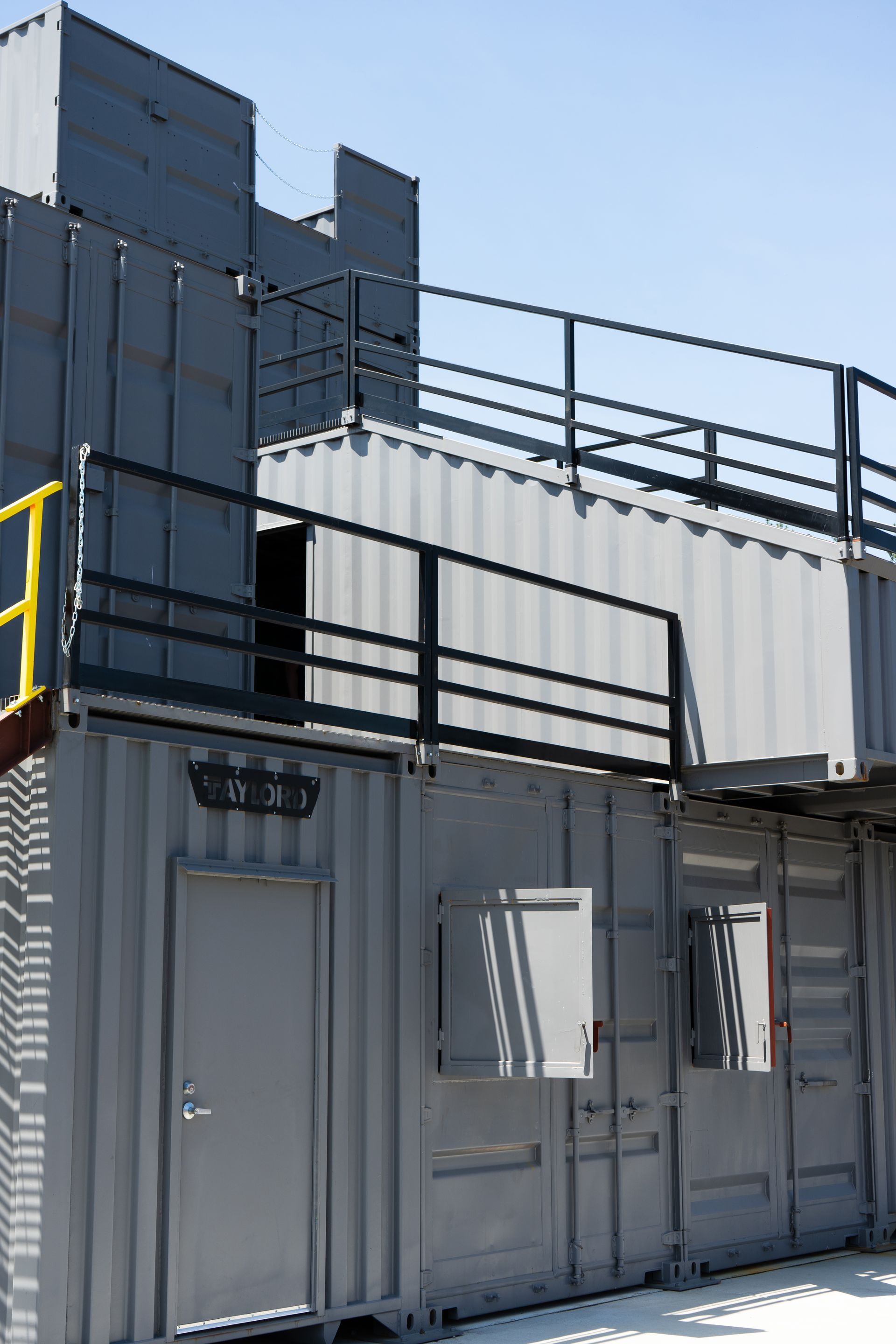 A firefighter training facility made out of shipping containers