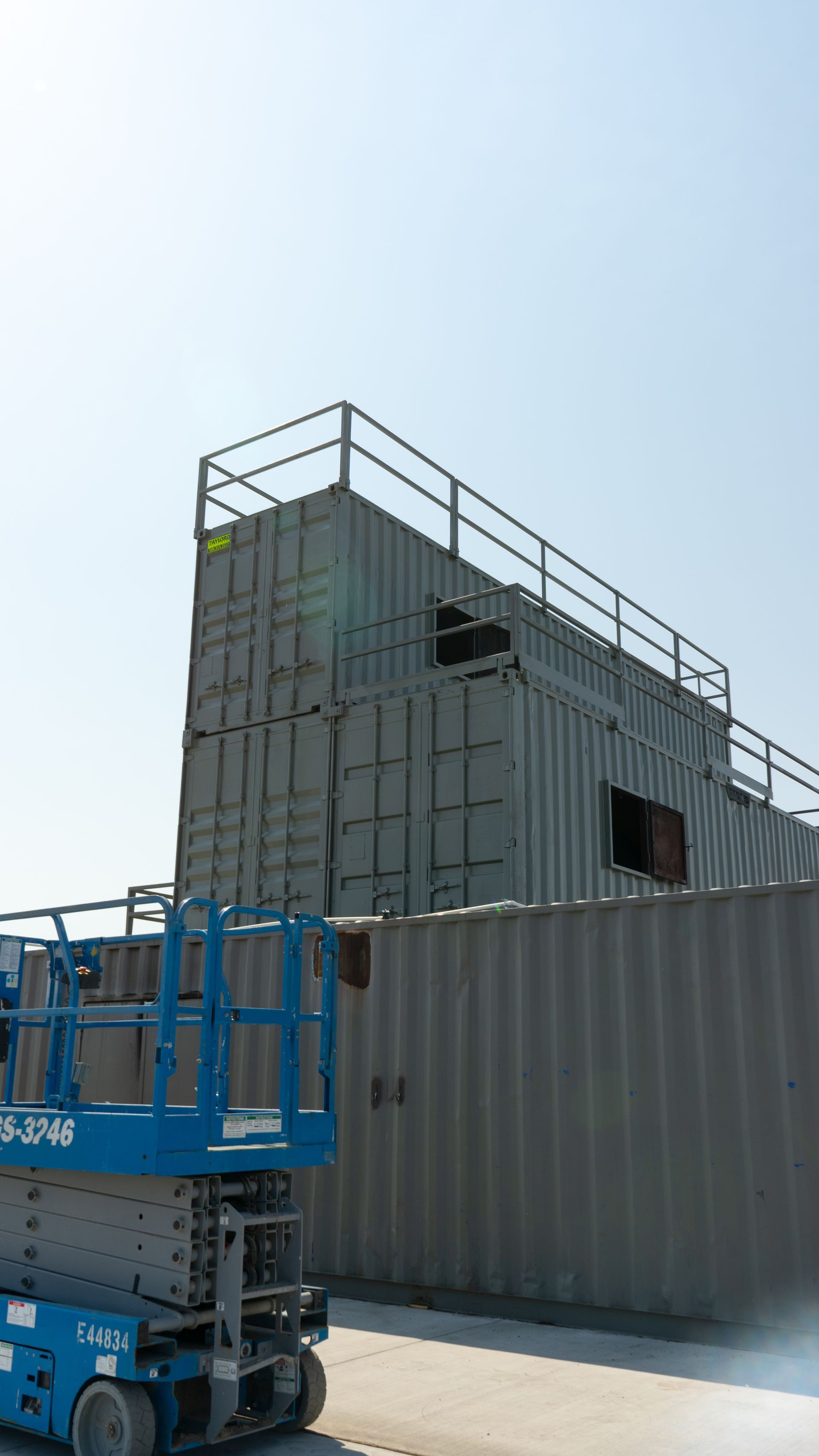 A firefighter training facility made out of shipping containers