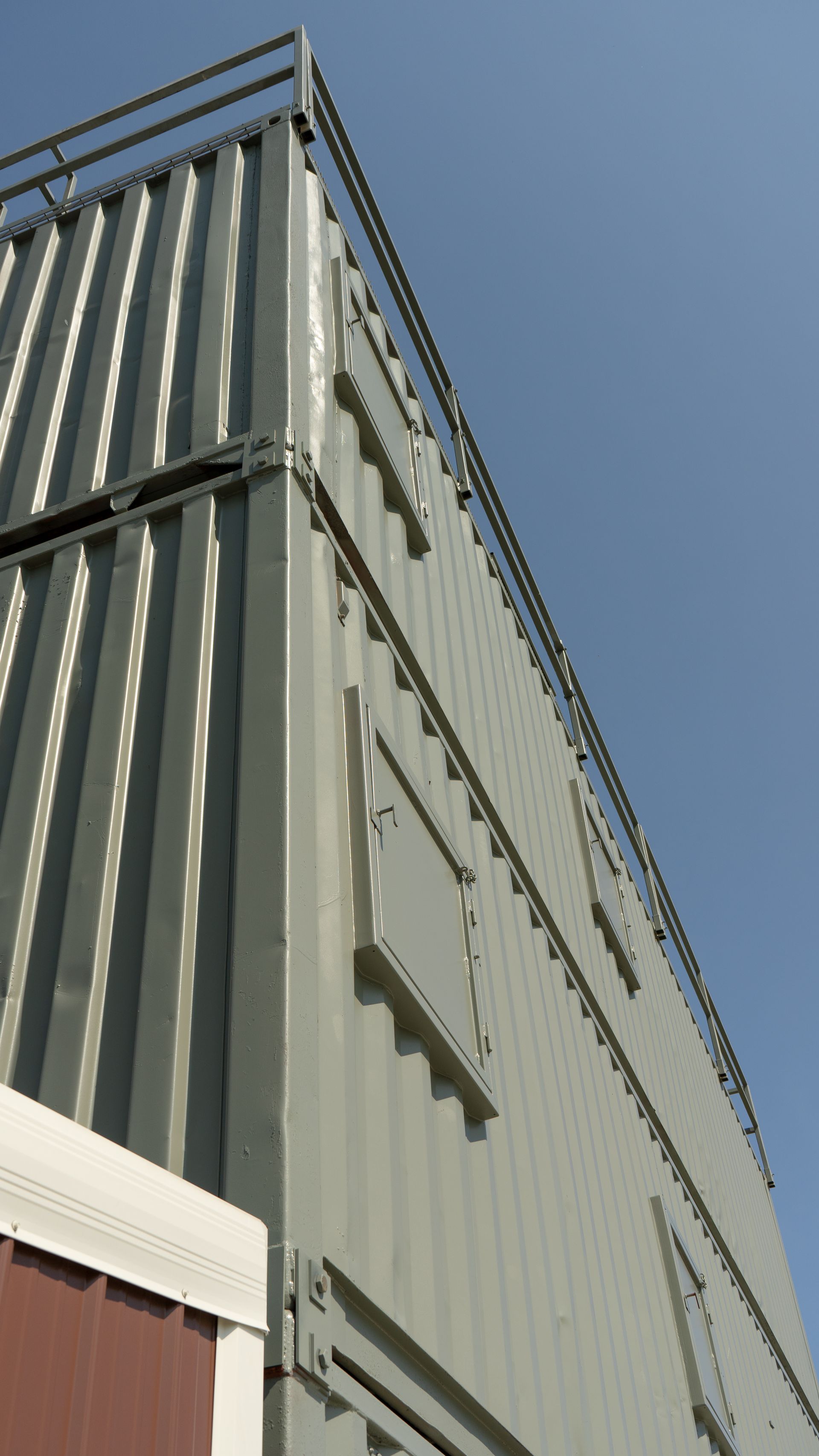 A firefighter training facility made out of shipping containers