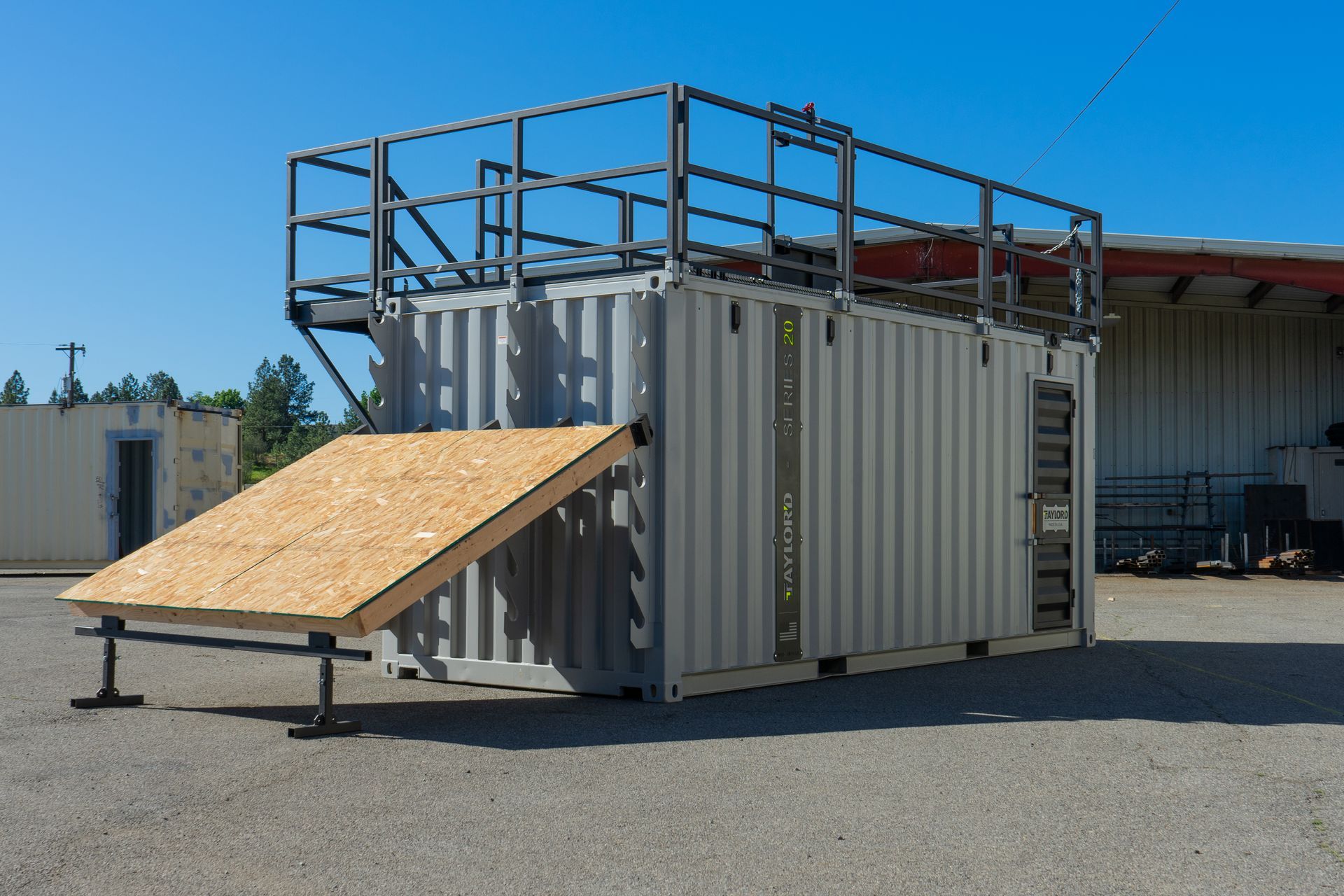 Shipping container turned into a firefighter training prop