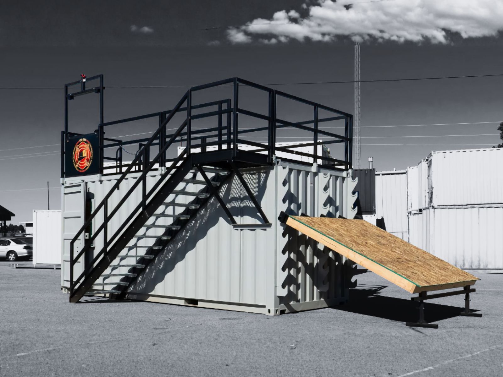 External stair system for fire training containers
