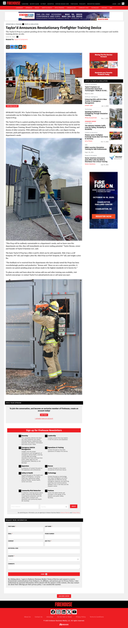 A screenshot of a website with a picture of a fireman on it.