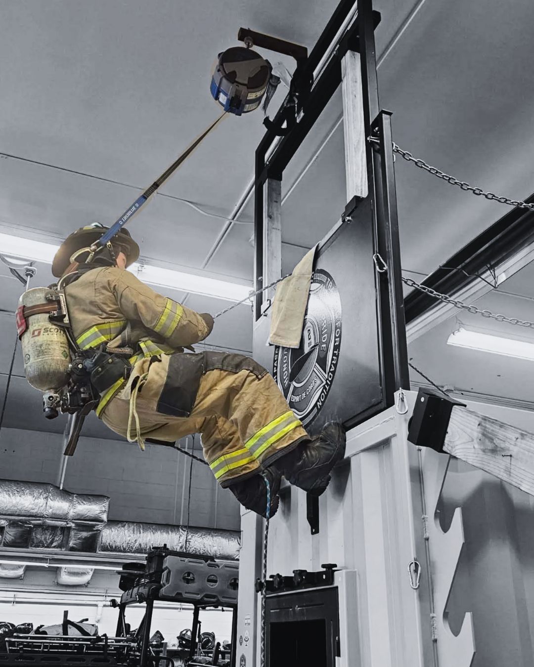 TRUBLUE iQ Auto Belay for firefighter training safety