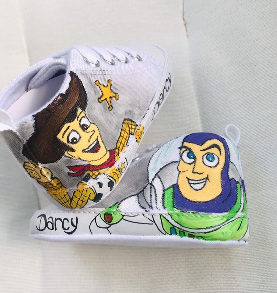 Scarpine neonato dipinte a  mano Toy Story