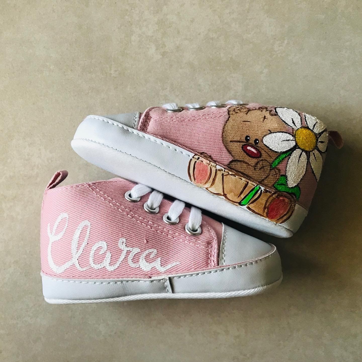 Scarpine neonato dipinte a mano Orsetto