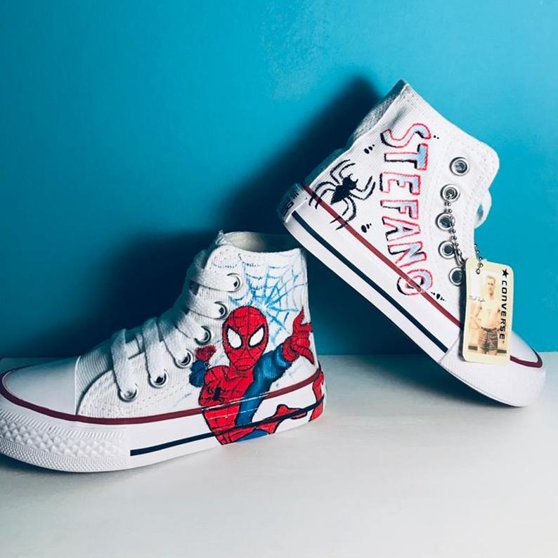 Converse All Star personalizzate dipinte a mano Spiderman