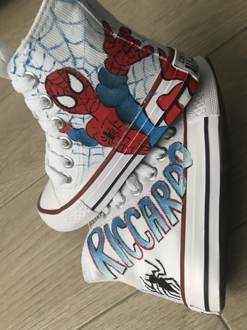 Converse All Star personalizzate dipinte a mano Spiderman