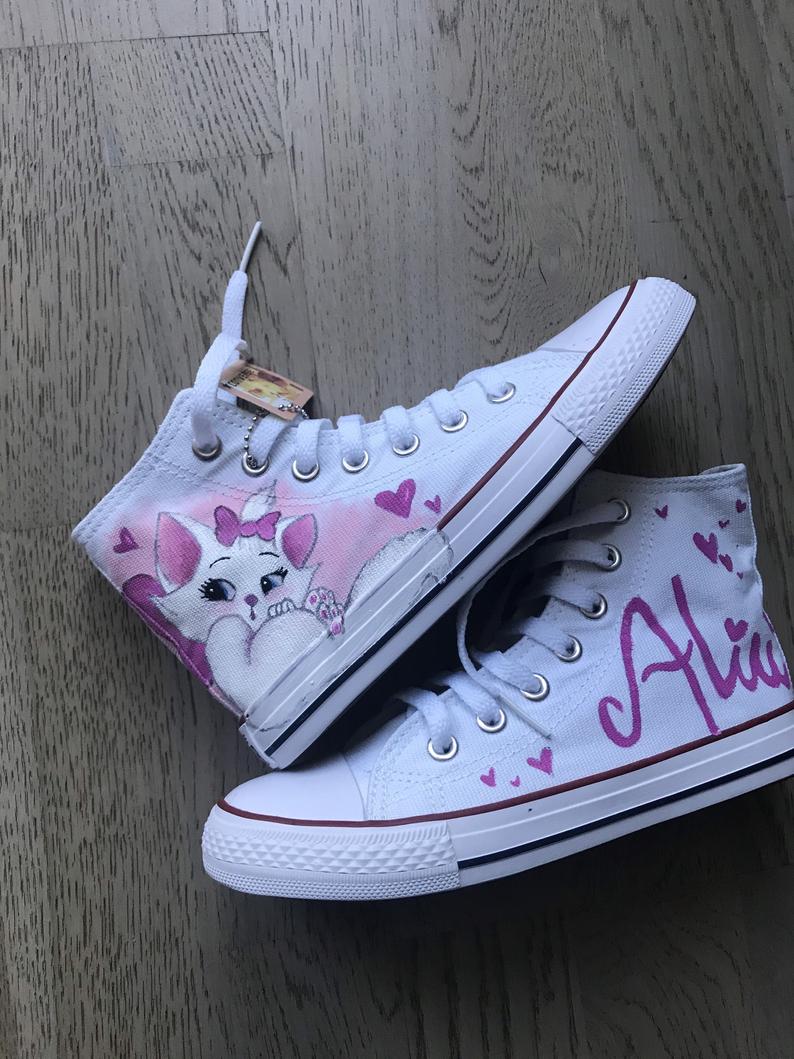 Converse All Star personalizzate dipinte a mano gattina Aristogatti Minou
