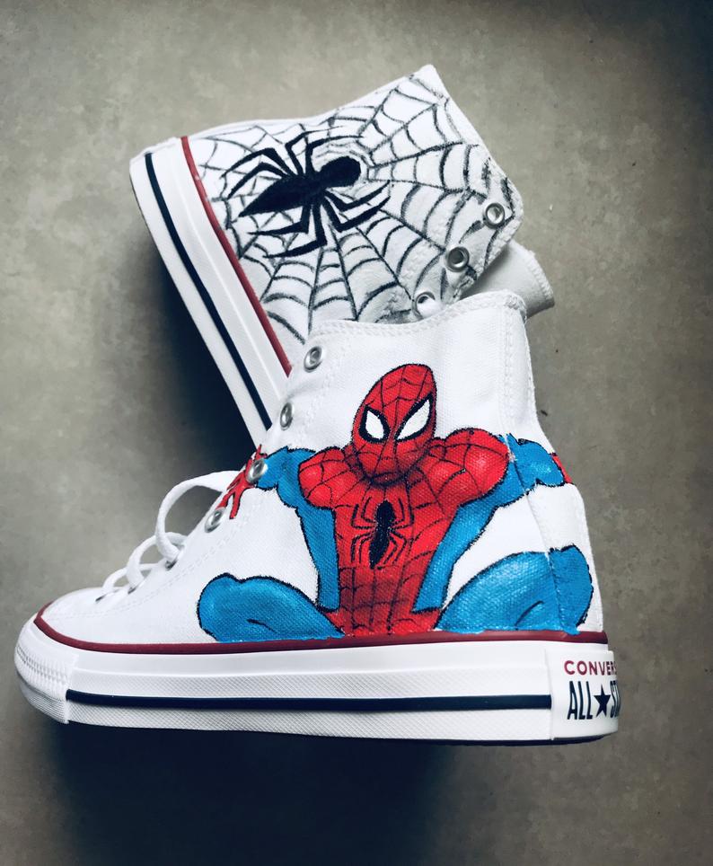 Converse All Star personalizzate dipinte a mano Spiderman