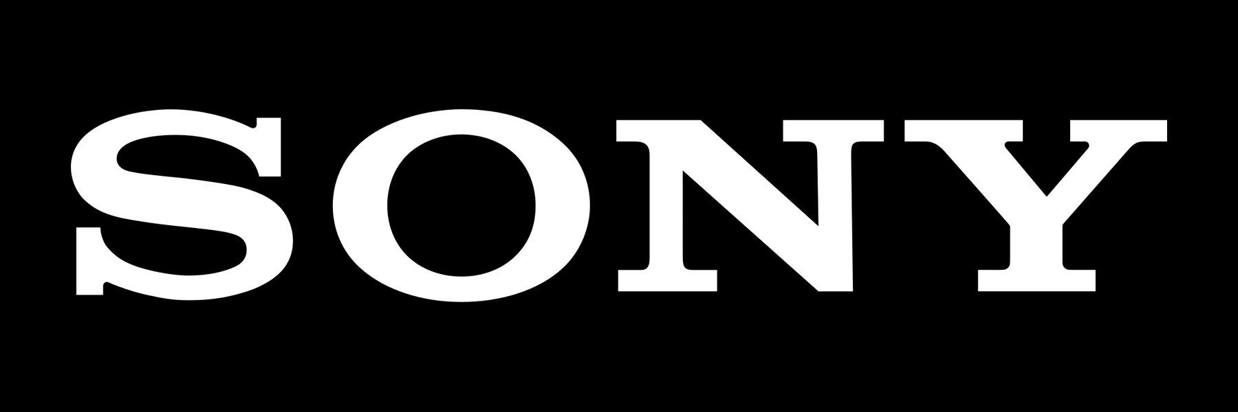 The sony logo is white on a black background.