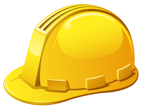 A bright yellow hard hat, commonly used for construction site safety, shown from a front-side angle.